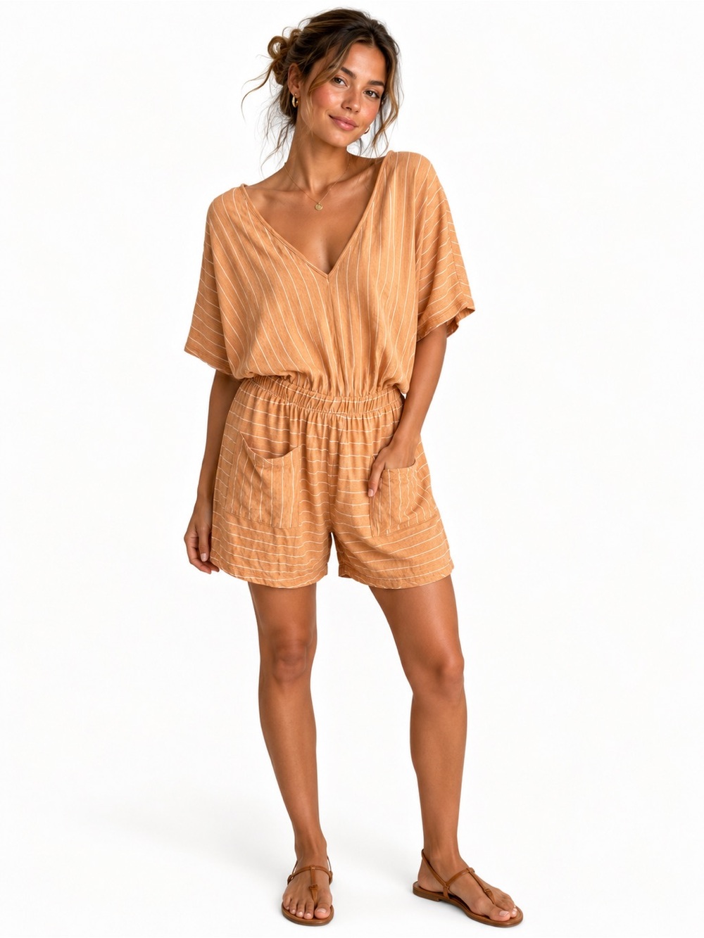 By Together Romper Striped Large NWT